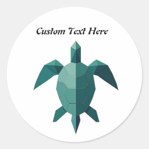 Origami Turtle Beach Art Classic Round Sticker