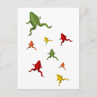 origami vibrant colours frog postcard