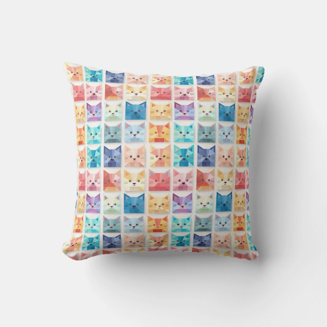 Origami Whiskers throw Pillow (Front)