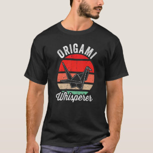 Origami Whisperer Vintage Sunset Crane Origami T-Shirt