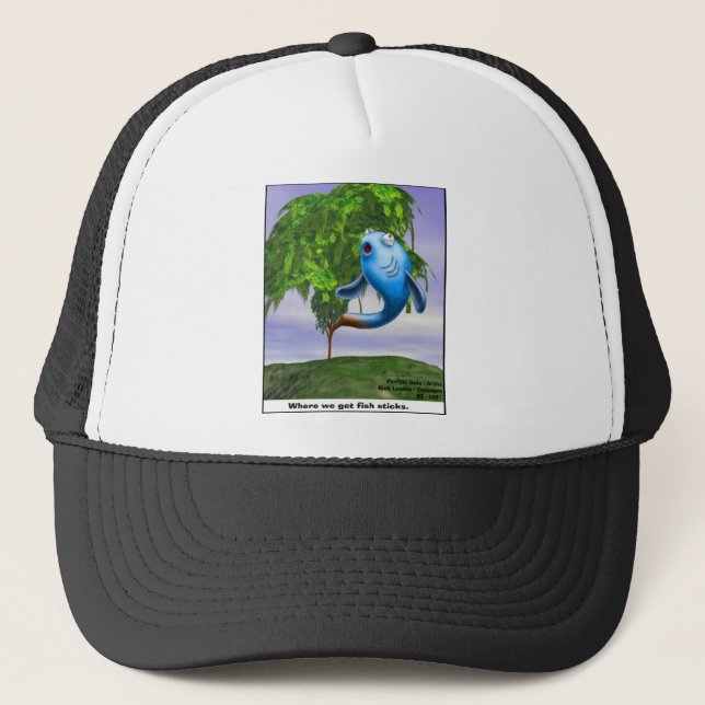 Origin OF Fishsticks Funny Tees & Gifts Trucker Hat (Front)