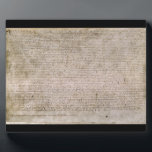 ORIGINAL 1215 Magna Carta British Library Plaque<br><div class="desc">The Magna Carta (originally known as the Charter of Liberties) of 1215, written in iron gall ink on parchment in mediaeval Latin, using standard abbreviations of the period, authenticated with the Great Seal of King John. The original wax seal was lost over the centuries. This document is held at the...</div>