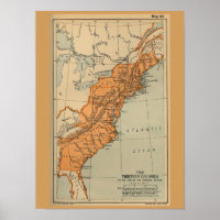 Original 13 American Colonies Map