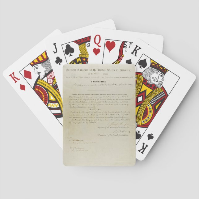 ORIGINAL 15th Amendment U.S. Constitution Playing Cards (Back)
