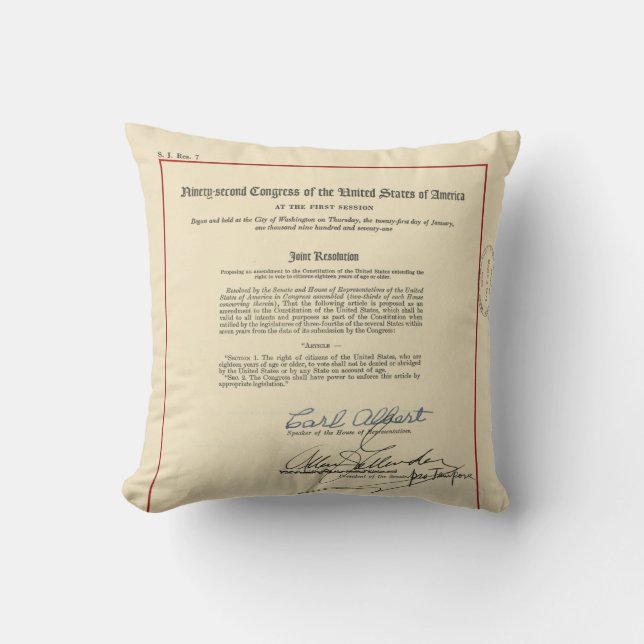 ORIGINAL 26th Amendment U.S. Constitution Cushion (Front)