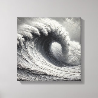 Original 3D White Ocean Wave Oil Painting Canvas Print
