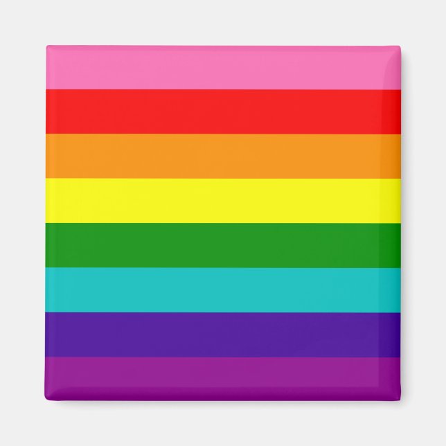 Original 8-Stripe LGBT Gay Pride Rainbow Flag Magnet (Front)