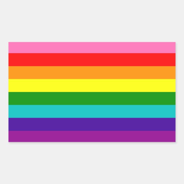 Original 8-Stripe LGBT Gay Pride Rainbow Flag Rectangular Sticker (Front)