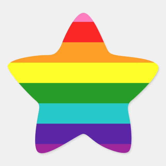 Original 8-Stripe LGBT Gay Pride Rainbow Flag Star Sticker (Front)
