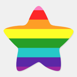 Original 8-Stripe LGBT Gay Pride Rainbow Flag Star Sticker