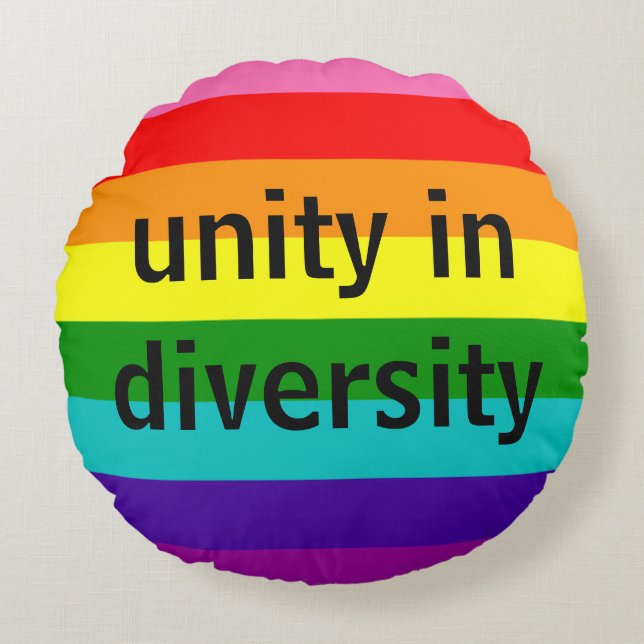 Original 8 Stripes Rainbow Flag LGBT Custom Text Round Cushion (Front)