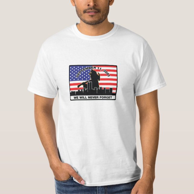 Original 9/11 Firefighter Design T-Shirt (Front)