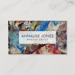 Original Abstract Art - blue, white, pink, muave, Business Card