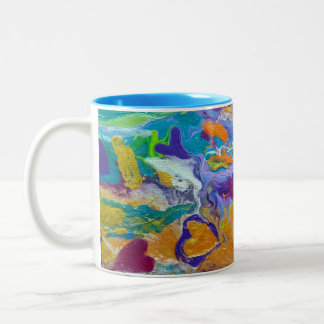 original abstract art Hearts Adrift Two-Tone Coffee Mug