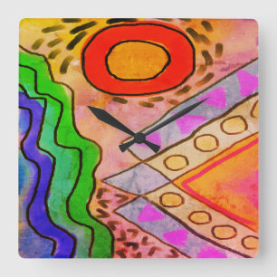 Original Abstract Art Square Wall Clock