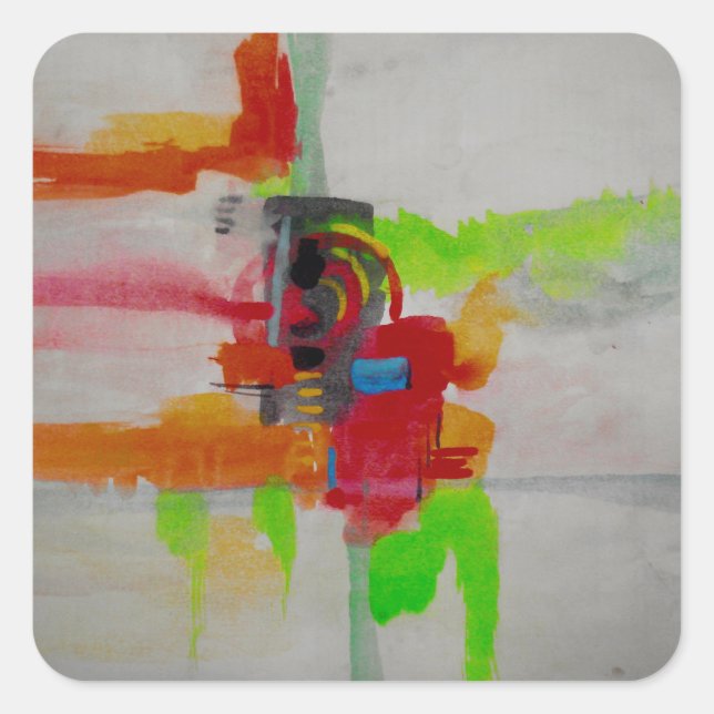 Original Abstract Artwork Square Sticker (Front)