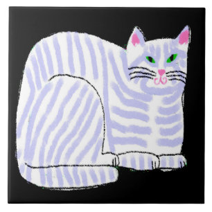 Original Abstract Digital Cat Art Tile