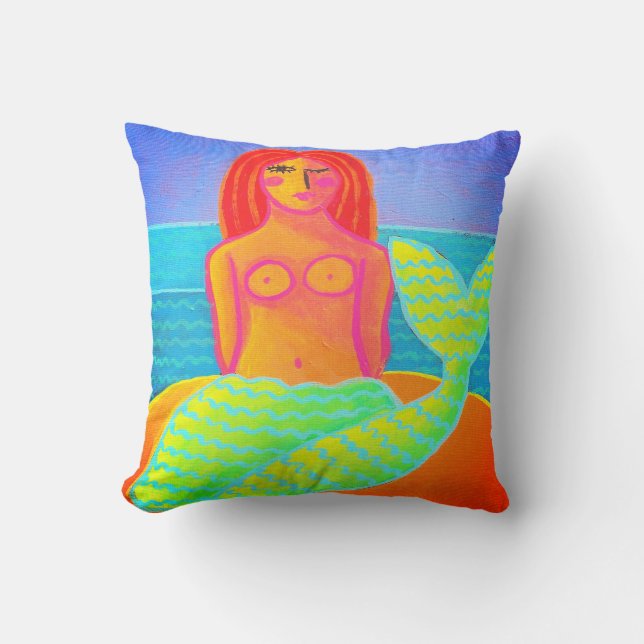 Original Abstract Mermaid Painting Cushion (Front)