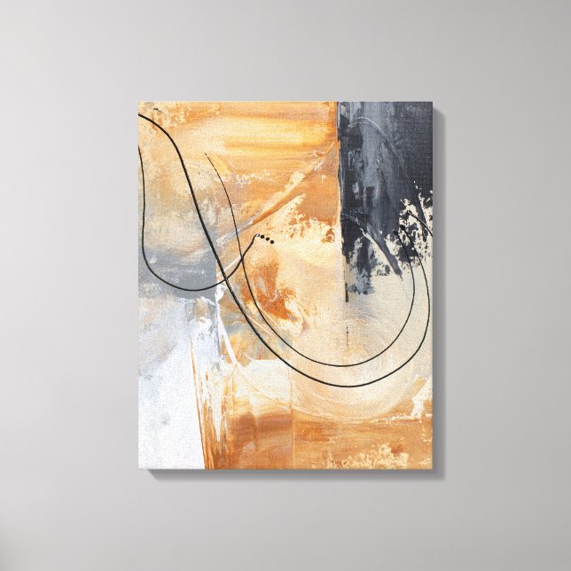 Original Abstract Painting Gold Black Canvas Print (Front)