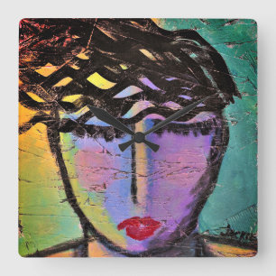 Original Abstract Painting Square Wall Clock