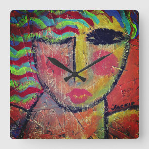 Original Abstract Painting Square Wall Clock