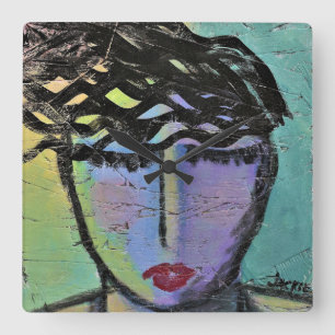 Original Abstract Painting Square Wall Clock
