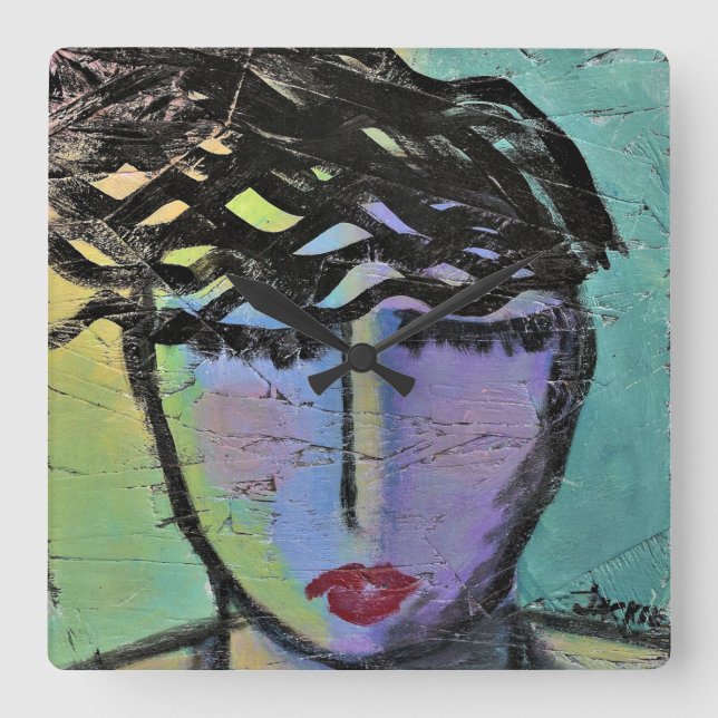 Original Abstract Painting Square Wall Clock (Front)