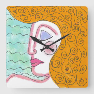 Original Abstract Painting Square Wall Clock
