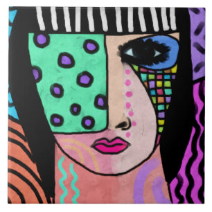 Original Abstract Portrait of a Woman Tile