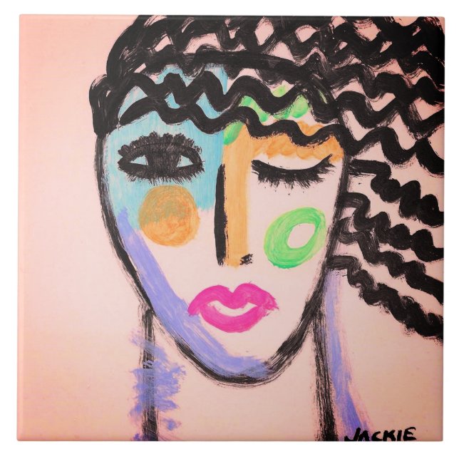 Original Abstract Portrait of a Woman Tile (Front)