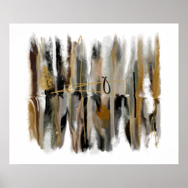 Original Abstract Wall Art Gray Black White Gold (Front)