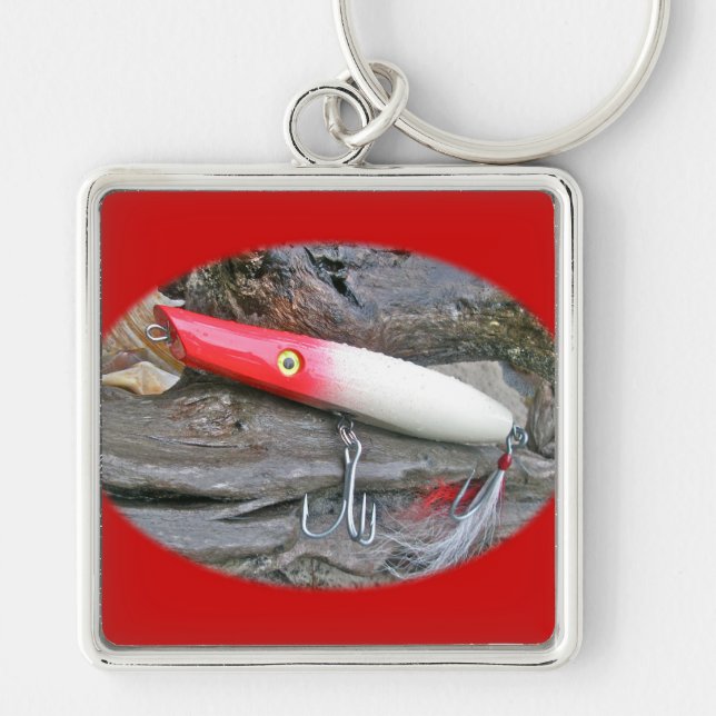 Original AJS Pencil Popper Fishing Lure Key Ring (Front)