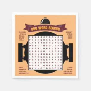 Original and fun BBQ party word search puzzle... Napkin