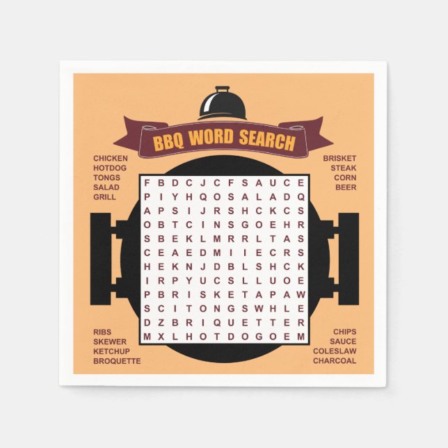 Original and fun BBQ party word search puzzle... Napkin (Front)
