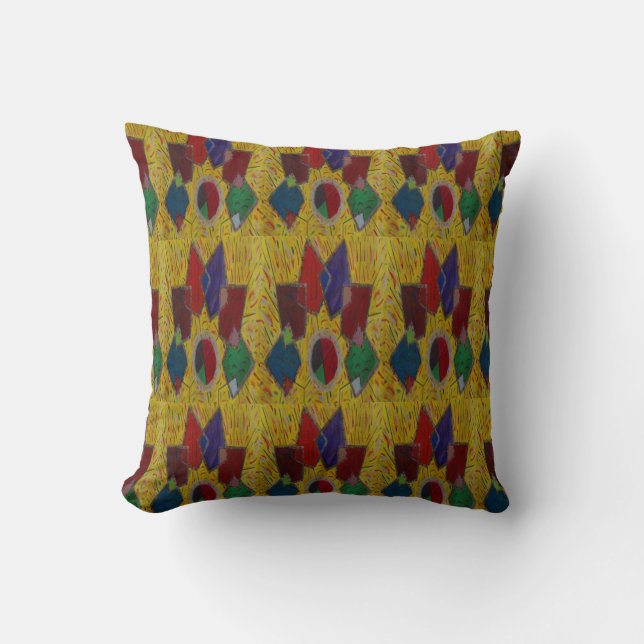 Original art abstract squares diamonds patterns    cushion (Front)