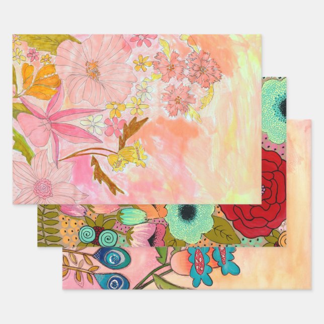 Original Art Artist Paintings Wrapping Collage Paper Sheet (Set)