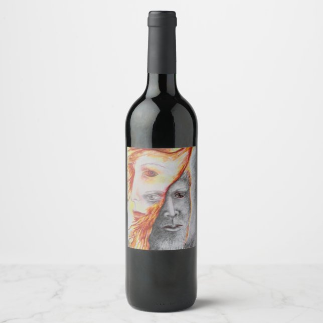 Original art Ave Fenix Phoenix image Wine Label (Front)