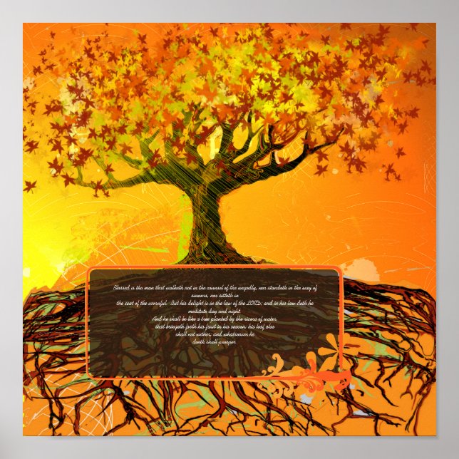 Original Art- Distressed Grunged Roots Tree Poster (Front)