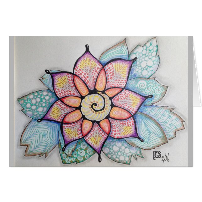 Original art drawing blank card, customisable. (Front Horizontal)