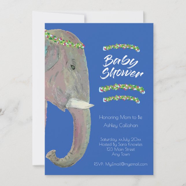 Original Art Elephant,  Baby Shower - Boy Invitation (Front)