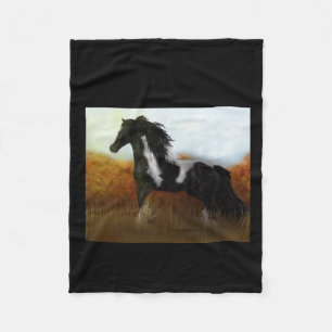 Original art "Gypsy Autumn" horse decor throw Fleece Blanket