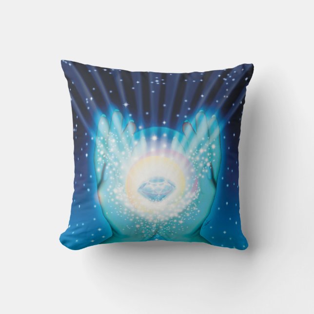 Original Art - Healing Radiating Hands Navy Cushion (Front)