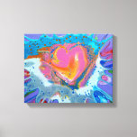 Original art Heart me Canvas Print<br><div class="desc">abstract art dripping with colour, movement, and texture for the joyful curated wall Heart Me was a very awesome mistake. The original spin pour was pink pansies on purple. But as with spins, sometimes they stretch too much. So I added this very splashy Heart spin as an overlay. The blue...</div>