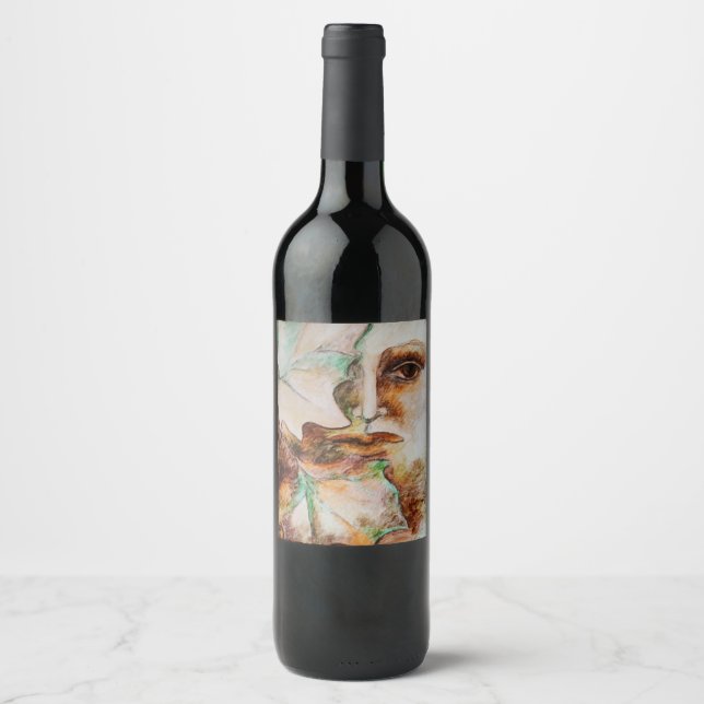 Original art hojas de otoño autumn leafs wine label (Front)