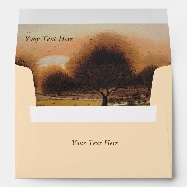 original art of autumn sun setting woods Landscape Envelopes (Back (Bottom))