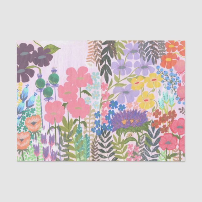 Original Art Painted Flower Garden Tissue Paper (Front)