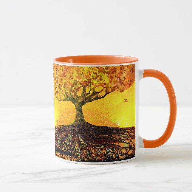 Original Art Roots Run Deep Orange Yellow Mug (Right)
