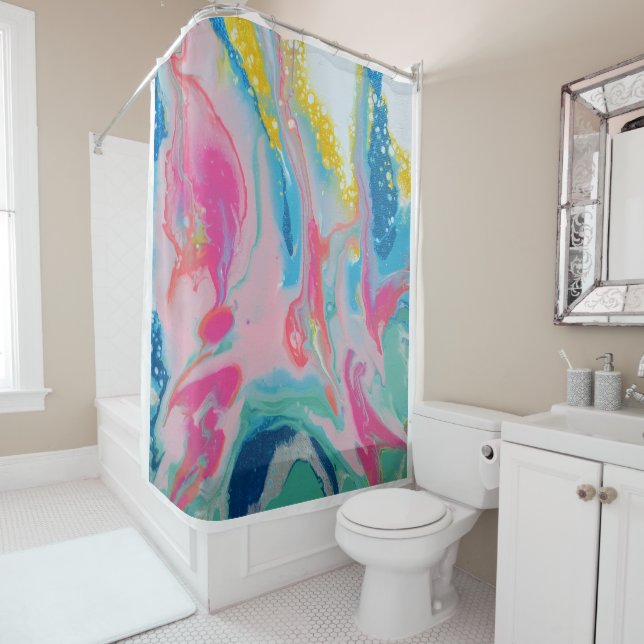 original art "water ballet"  shower curtain (In Situ)