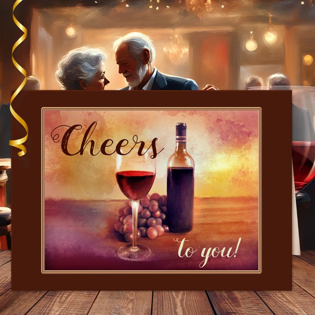 Original Art Wine Themed Congratulations Card (Greeting card featuring an original painting by ©Anne Vis of a still life with red wine)