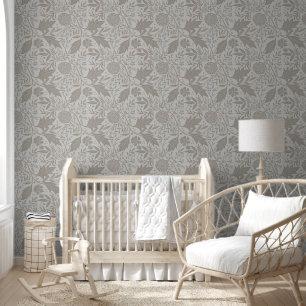 Original Arts and Crafts Botanical Grey floral Wallpaper